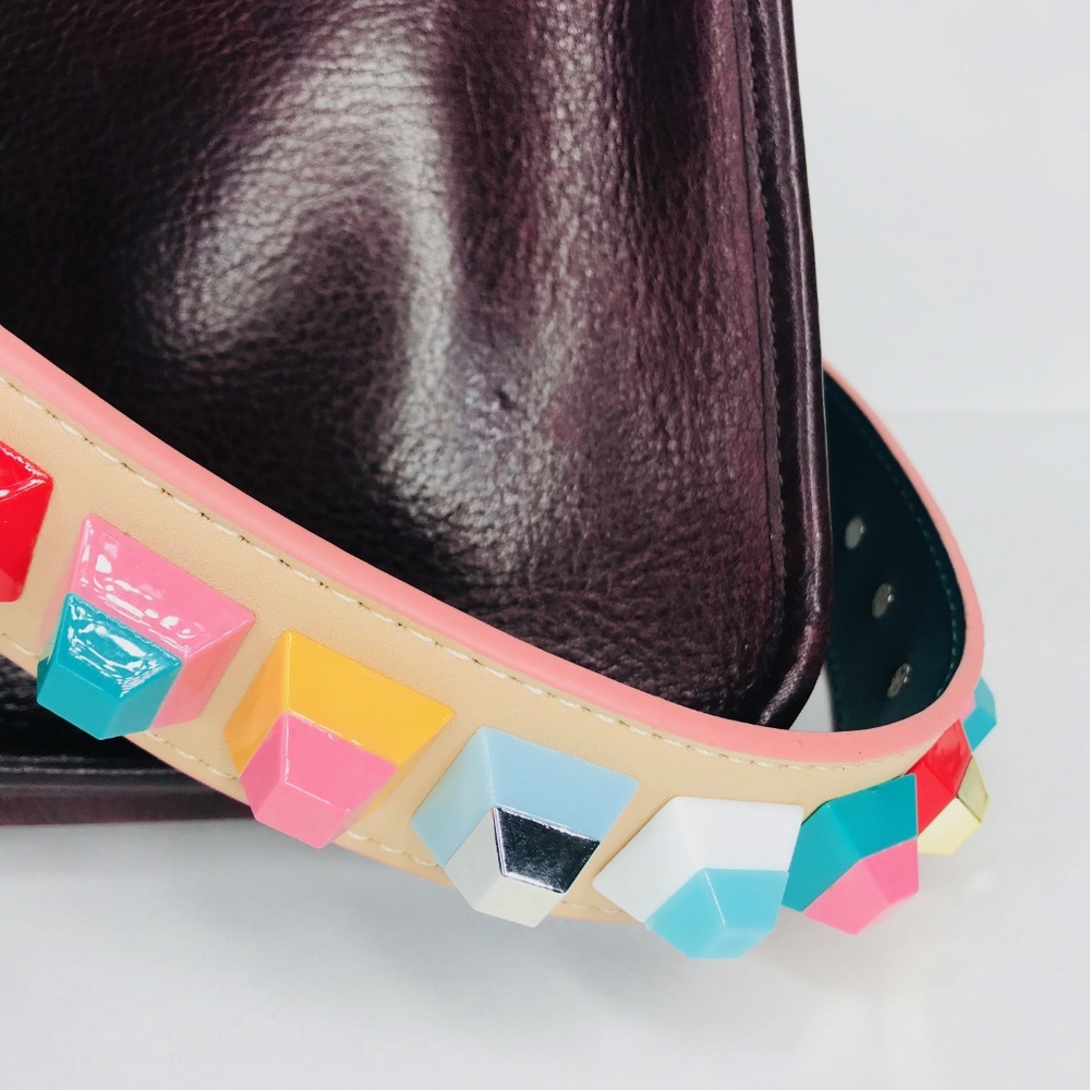 Beige Strap with Multicolor Square Rivets - Picture 4 of 7